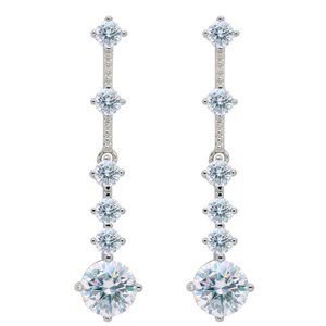 Certified 3ct. t.w. Moissanite Diamond Drop Linear Long Earrings NEW